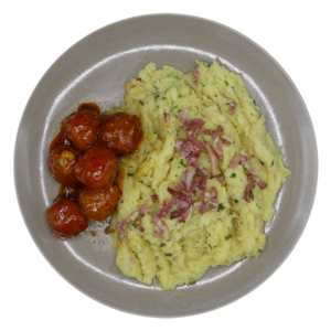 Zuurkoolstamppot met piri piri balletjes